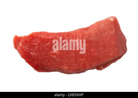 Veal pieces raw isolated on white background. Top view. Stock Photo