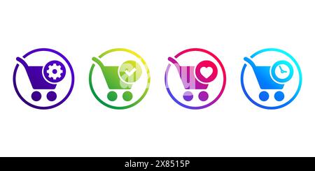 order processing, complete and history icons Stock Vector