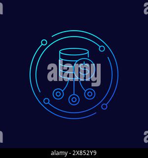 data storage costs icon, linear design Stock Vector