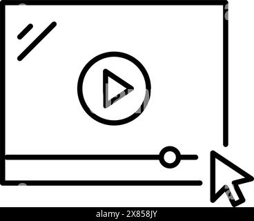 Online video player and mouse click. Pixel perfect vector icon Stock Vector