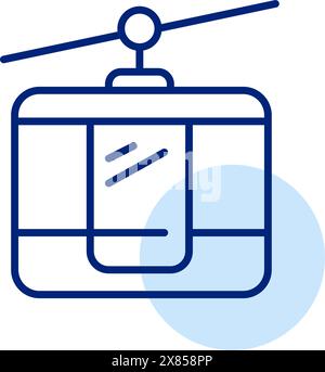 Cable car. Mountain and hill urban and travel public transportation. Pixel perfect, editable stroke icon Stock Vector
