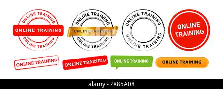 rubber stamp and button online training for distance study learning education Stock Vector