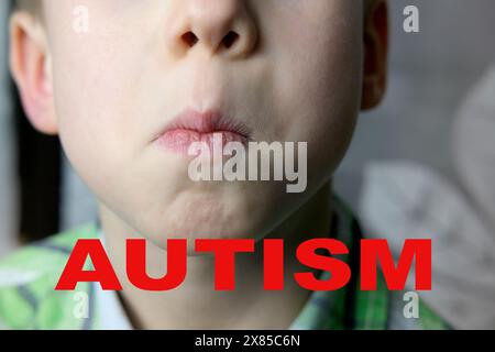 child with autism, boy 7 years old, early diagnosis and intervention, support for people with autism, self-acceptance and embracing neurodiversity Stock Photo