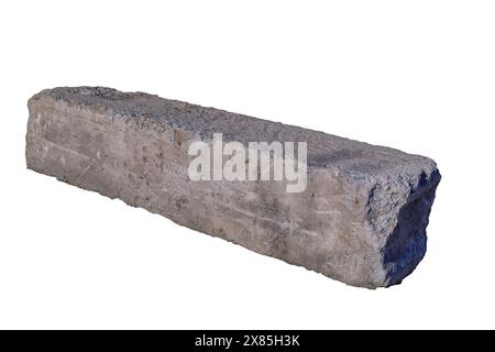 Reinforced concrete foundation block isolate on a white background close-up. Stock Photo