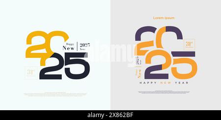 Happy New Year 2025 square template with modern numbers in identical luxurious colors. 2025 new year concept. 2025 new year celebration logo. Stock Vector