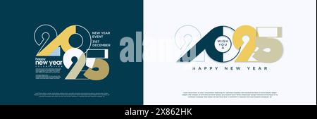 New Year 2025. Unique and very rare number logo design. The number design is full of meaning in every touch and color. 2025 template design. Stock Vector