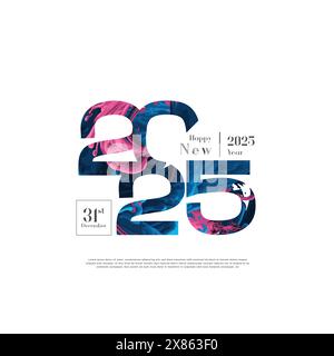 Happy new year 2025 simple number design and beautiful number colors, unique design with neatly cut numbers. Premium vector design for 2025 new year. Stock Vector