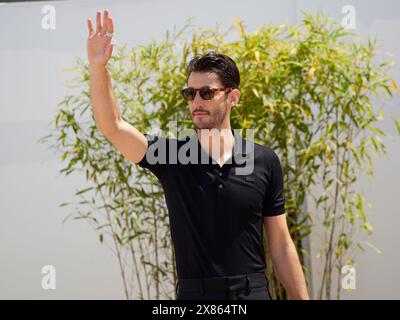 Cannes, France, 23th May, 2024. Actor Pierre Niney just arrived at side entrance Cannes film festival. He is on the way to the photo call. Credits: Walter Gilgen Credit: Walter Gilgen/Alamy Live News Stock Photo