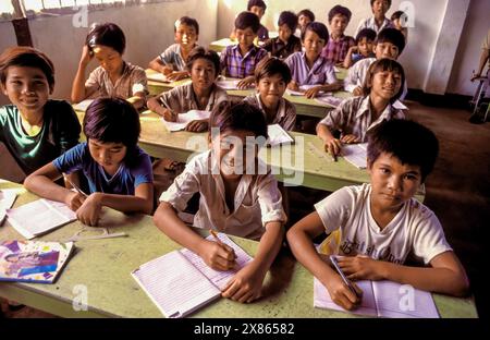Philippines, Luzon; Children of Vietnamese refugees at the primary school in Palawan. Stock Photo