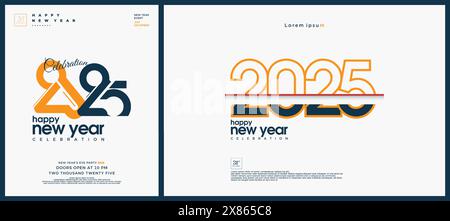 New Year 2025 logo. With different number logo concept. 2025 new year celebration vector premium design. Design for calendar, poster and cover. Stock Vector