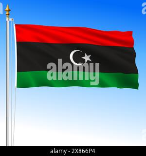 Libya, official national waving flag, african country, vector illustration Stock Vector