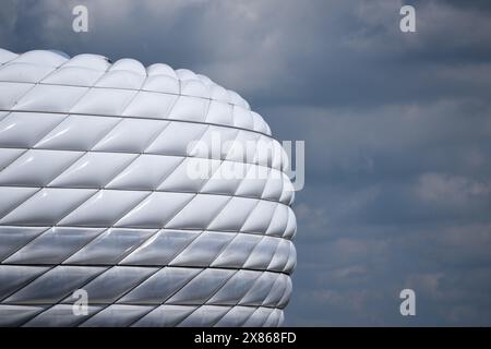 Munich, Germany. 23rd May, 2024. The Munich Football Arena (Allianz Arena). The opening match of the European Football Championship will take place in the arena on June 14, 2024. The European Football Championship takes place from June 14 to July 14. Credit: Sven Hoppe/dpa/Alamy Live News Stock Photo