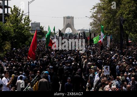 Tehran, Iran. 22nd May, 2024. Iranians attend a funeral ceremony for the late President Ebrahim Raisi and his companions who were killed during a helicopter crash on Sunday in a mountainous region of the country's northwest, in Tehran, Iran, Wednesday, May 22, 2024. (Photo by Sobhan Farajvan/Pacific Press) Credit: Pacific Press Media Production Corp./Alamy Live News Stock Photo