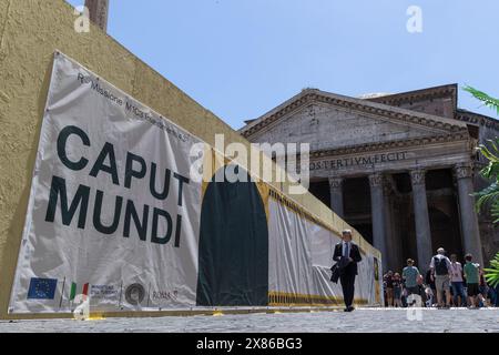 Roma, Italy. 23rd May, 2024. View of the Pantheon in Rome with work underway for the 2025 Jubilee (Photo by Matteo Nardone/Pacific Press) Credit: Pacific Press Media Production Corp./Alamy Live News Stock Photo