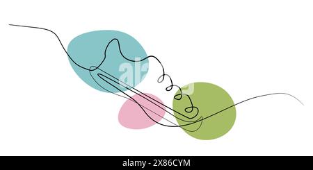 One Continuous Line Drawing Sport Shoes. Sneaker trendy fashion concept. Vector Illustration with Abstract Color shapes isolated on white. Minimalist Stock Vector