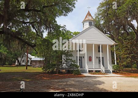 DAUFUSKIE ISLAND, SOUTH CAROLINA C April 6 2023: Front view of the historic First Union African Baptist Church, which was built in 1884. Stock Photo