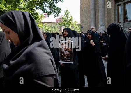 Tehran, Iran. 22nd May, 2024. Iranians attend a funeral ceremony for the late President Ebrahim Raisi and his companions who were killed during a helicopter crash on Sunday in a mountainous region of the country's northwest, in Tehran, Iran, Wednesday, May 22, 2024. (Photo by Sobhan Farajvan/Pacific Press/Sipa USA) Credit: Sipa USA/Alamy Live News Stock Photo