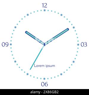 Vector illustration of mechanical blue clock. Clock face on white background. Stock Vector