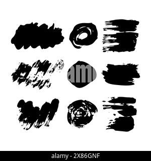 Sketch Scribble Smears. Set of nine Hand drawn Paint Scribble Stains. Vector illustration. Stock Vector