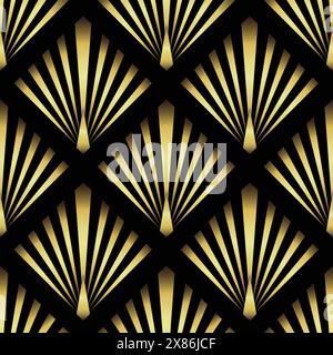 Art Deco Wallpaper. Black and gold seamless pattern in roaring twenties style Stock Vector
