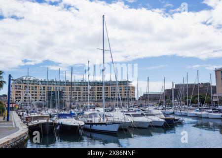 Savona, Liturgia, Italy. Yachts moored in the port. Stock Photo