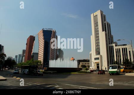 Fountain of the Republic, Mexico city, Avenue Paseo de la Reforma. Stock Photo