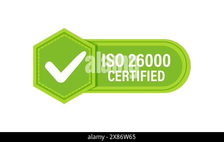 ISO 26000 Quality Management Certification Badge. Vector illustration Stock Vector