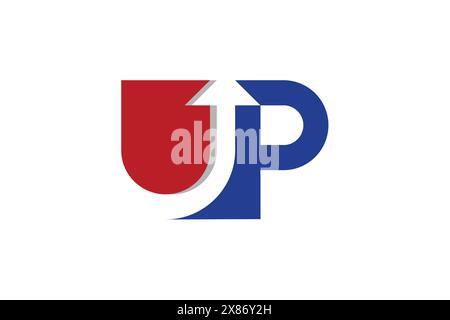 UP Letter Logo Design Vector Template. Initial Letter UP Linked Logo With an Up Arrow on Negative Space. Stock Vector