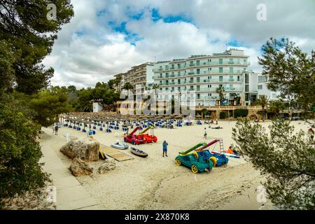 Spontaneous short visit to the south-east of the Balearic island of Mallorca at the Es Fonti fortress near Cala d'Or - Spain Stock Photo