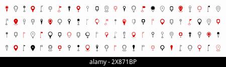 Map pin place marker. Modern Map marker pointer logo icon set. GPS pin symbol collection. Set location pin icon. Destination symbol. Flat style. Vecto Stock Vector