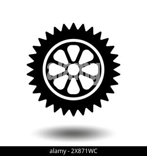 Black gear icon. Machine sprocket gear icon. Flat design. Vector cogwheel sign symbol on a white background. Stock Vector