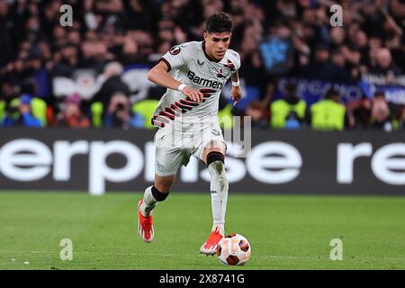 Piero Hincapie of Bayer Leverkusen during the 2023/2024 Europa League Final football match between Atalanta BC and Bayer Leverkusen at Dublin Arena stadium in Dublin (Republic of Ireland), May 22nd, 2024. Stock Photo