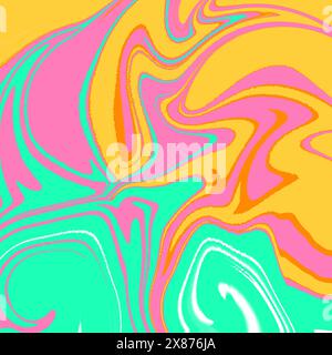 Fluid Multicolor Liquid Background. Raster Illustration of Vivid Bright Colored. Stock Photo