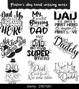 Father lettering quotes Craft design bundle Stock Vector