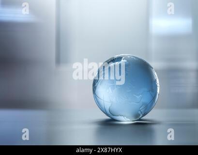 Glass sphere of planet Earth Stock Photo