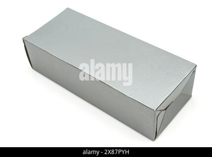 Grey carton paper rectangular shape box isolated on white background Stock Photo