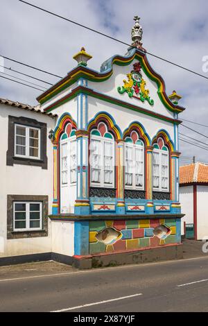 Porto Judeu, Terceira, Azores, Portugal. Temple of the Holy Spirit, known as an Imperio, in Porto Judeu. Stock Photo