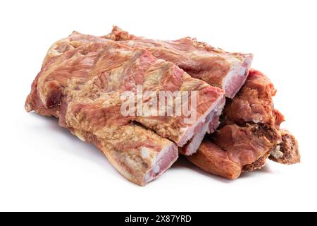 Smoked  pork ribs isolated on white background Stock Photo