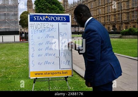 London, UK. Star Sports offered odds on the Reform Party's chances in the General Election following the announcement that it will take place on 4th July 2024. College Green, Westminster. Stock Photo