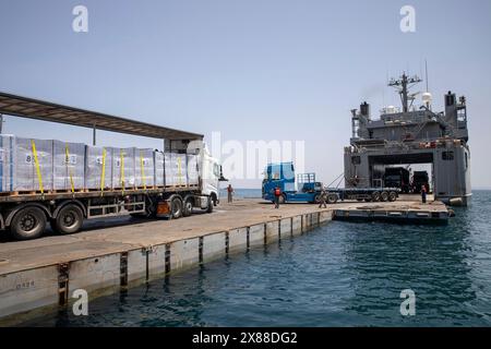 Mediterranean Sea, Israel. 21 May, 2024. A private truck moves ...