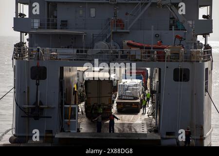 Mediterranean Sea, Israel. 21 May, 2024. A U.S. Army soldier assigned ...