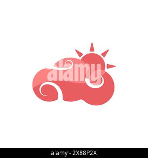 Red clouds in the sky icon. A collection of Chinese traditional luxury clouds. Sunrise and sunset vector. Weather conditions. Vector illustration. Stock Vector