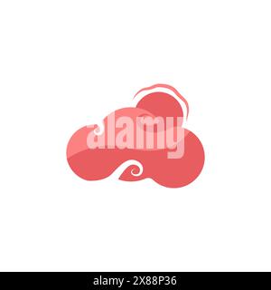 Red clouds in the sky icon. A collection of Chinese traditional luxury clouds. Sunrise and sunset vector. Weather conditions. Vector illustration. Stock Vector