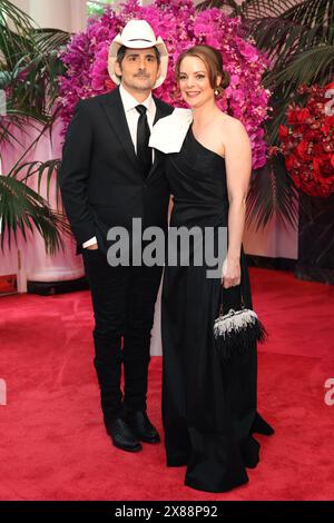 Musician Brad Paisley, left, and Kimberly Williams-Paisley arrive to attend a state dinner in honor of Kenya's president William Ruto hosted by US President Joe Biden and First Lady Jill Biden at the White House in Washington, DC on Thursday, May 23, 2024. An American president is hosting a state visit for an African leader for the first time in 16 years, as the world's biggest economy struggles to build influence on a continent forging closer relations beyond Washington's top competitors China and Russia. Photo by Tierney L. Cross/UPI Stock Photo