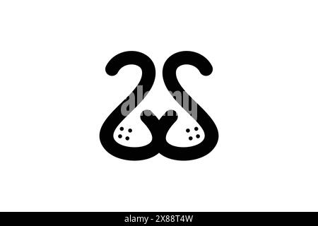 Dog or Lion Letter SS Logo Vector Design. Logo in line art style forming a lion or dog muzzle with SS letter design concept. Stock Vector
