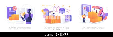 AI-driven Supply Chain abstract concept vector illustrations. Stock Vector