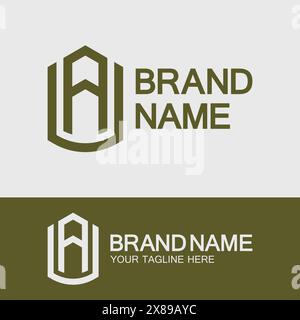 Creative Letter AU or UA logo template Stock Vector