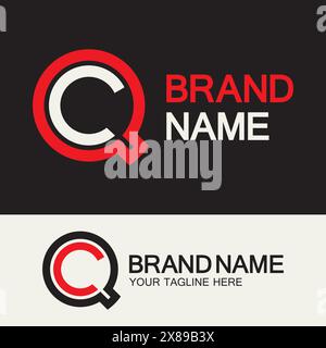 QC Logo or CQ Logo. Creative letter QC or CQ monogram logo template. Stock Vector