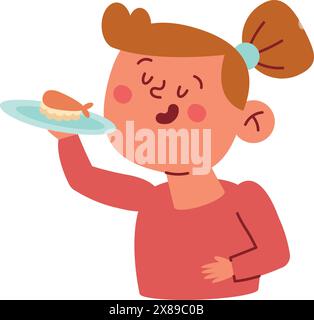 cartoon girl with delicious sushi Stock Vector