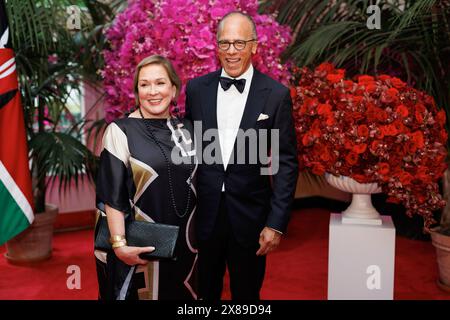 Lester Holt and Carol Hagen-Holt are seen in the Booksellers Room of ...